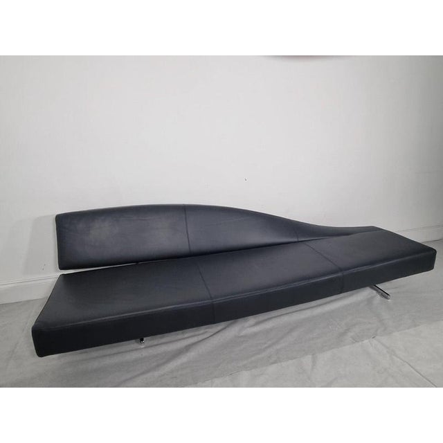 2000 - 2009 Aspen Chaise Lounge in Dark Charcoal Leather by B&B Itjean-Marie Massaud for Cassina For Sale - Image 5 of 7