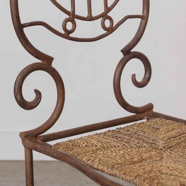 Mid 20th Century French Neoclassical Iron and Woven Accent Chair For Sale - Image 11 of 11