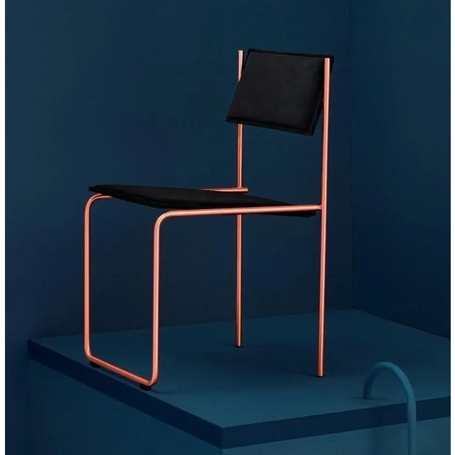Trampolín chair, black and copper by pepe albargues dimensions: w47, d49, h83, seat 47 materials: chrome plated or painted...