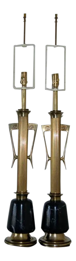 Vintage Marble Regency Lamps Black