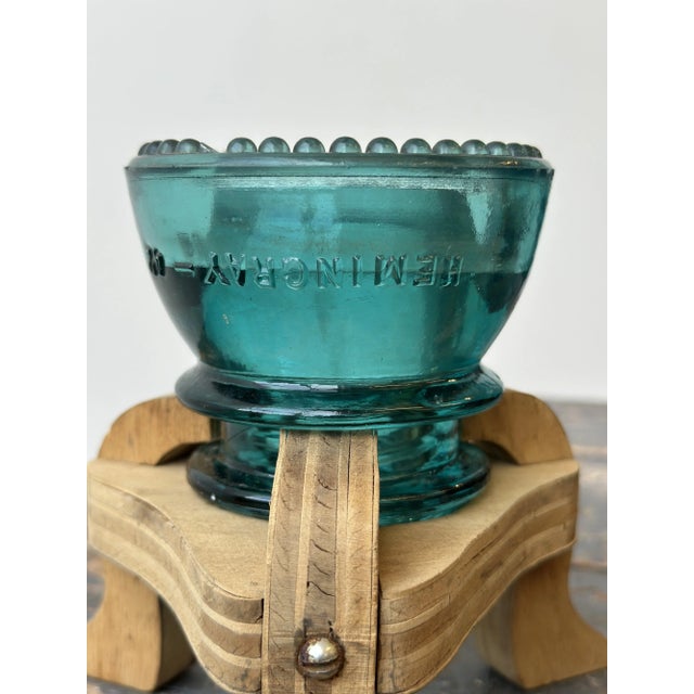 Vintage Make-Do Hemingray Glass Insulator Candleholders With Laminated Wood Bases, a Pair, Circa Mid 20th Century For Sale - Image 17 of 18