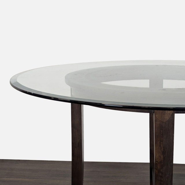 Elegant 5-Piece Dining Set With Glass Table and Blue Upholstered Chairs For Sale - Image 9 of 16