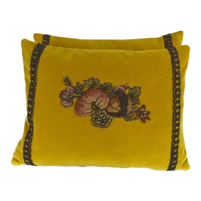 Pair of Custom Appliqué Pillows by Mla For Sale