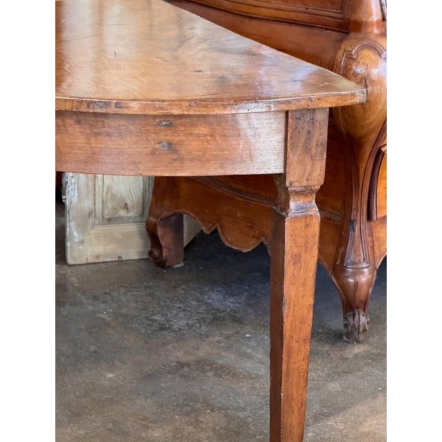 19th Century Walnut Demilune Table For Sale - Image 10 of 11