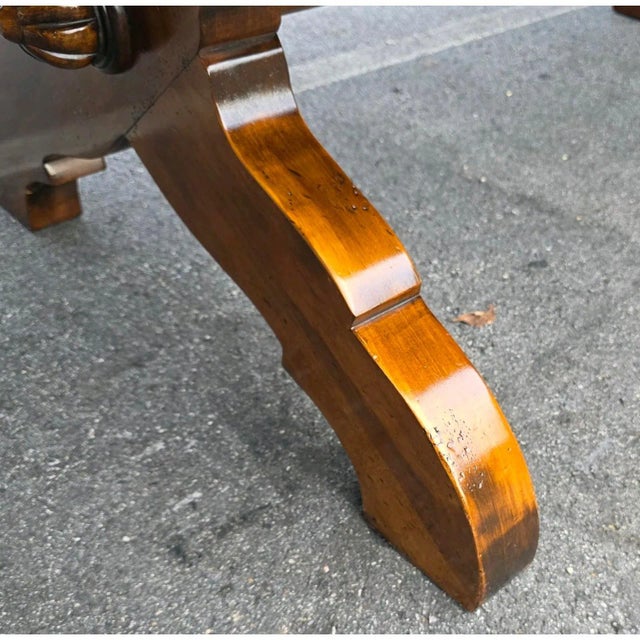 French Country Style Extendable Trestle Dining Table W/2 Leaves For Sale - Image 9 of 10