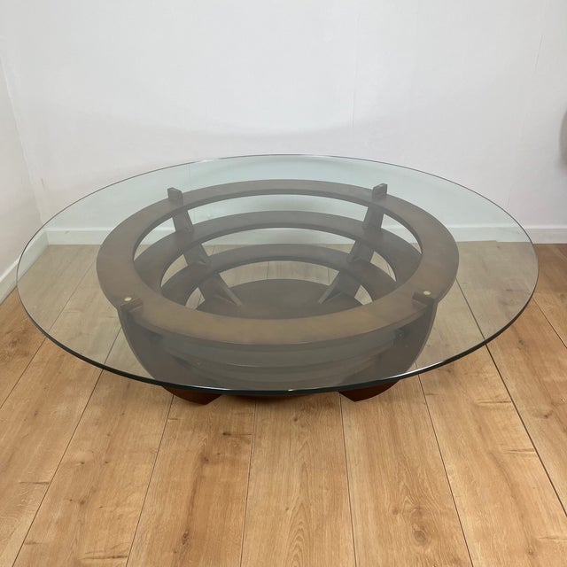 Sculptural Coffee Table with Concentric Rings in Glass and Wood, 1985 For Sale - Image 9 of 14