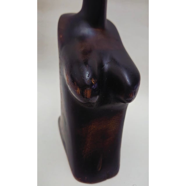 Mid 20th Century African Carved Wood Modernist Sculpture Male and Female Busts - A Pair For Sale - Image 17 of 18