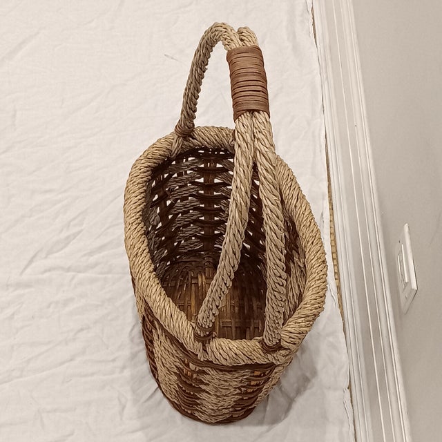 Vintage French Style Hand Woven Market Wicker Basket With Handles. 16"w x 12"d x 26" h with handles. *Reasonable offers...