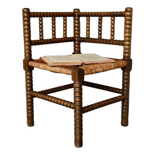 Louis XIII Style Corner Chair in Turned Oak, 1950s For Sale