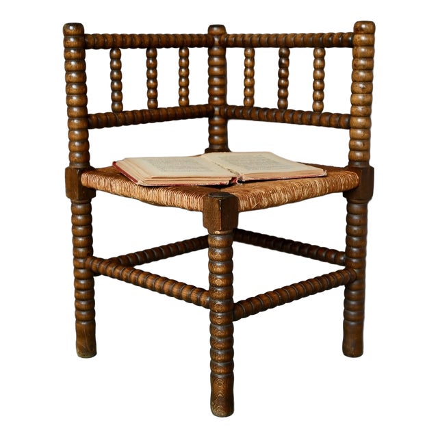 Louis XIII Style Corner Chair in Turned Oak, 1950s For Sale