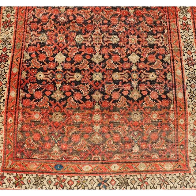 Antique Early 20th Century Persian Herati Design Malayer Runner 3'4 X 13'1 For Sale - Image 9 of 13