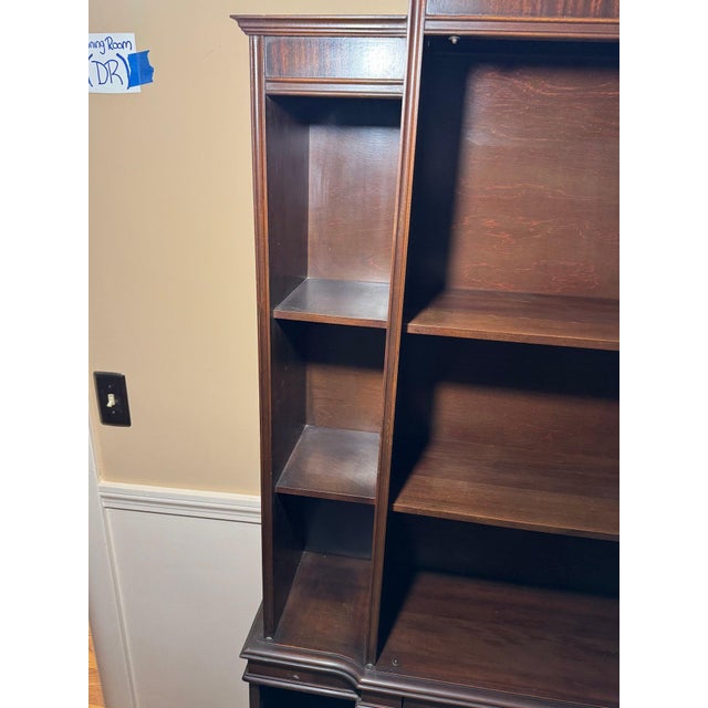 19th-Century Style Solid Wood Curio Cabinet — Tall Display Case With Glass Door & Shelving For Sale - Image 4 of 12