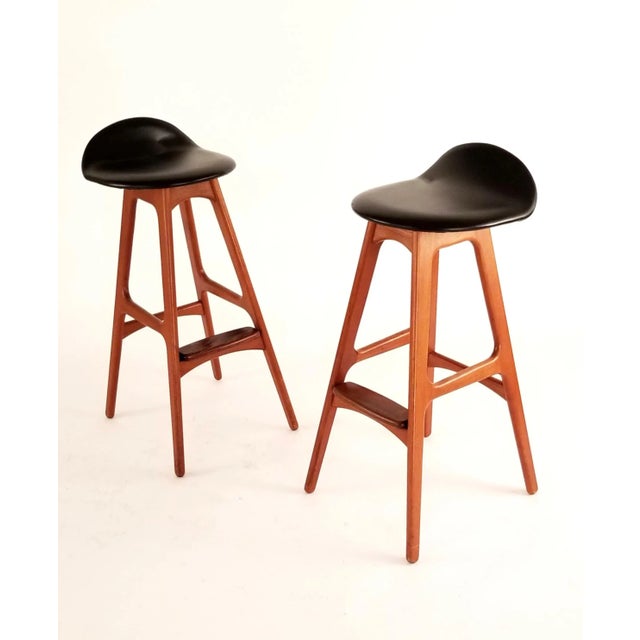 1960s 1960s Vintage Erik Buck Danish Teak Barstools - a Pair For Sale - Image 5 of 5