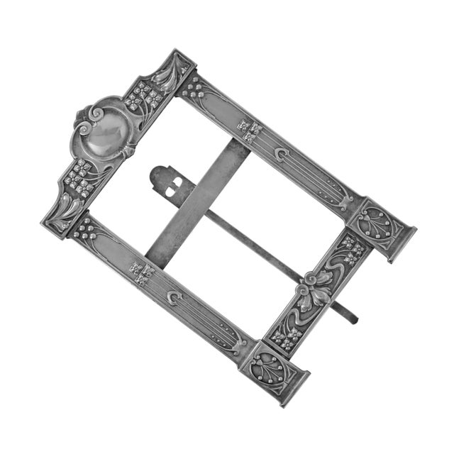 Vienna Secessionist Art Nouveau Jugendstil Silverplate Picture Frame With Easel Back Vertical Rectangular Tabletop Display For Sale In Philadelphia - Image 6 of 6