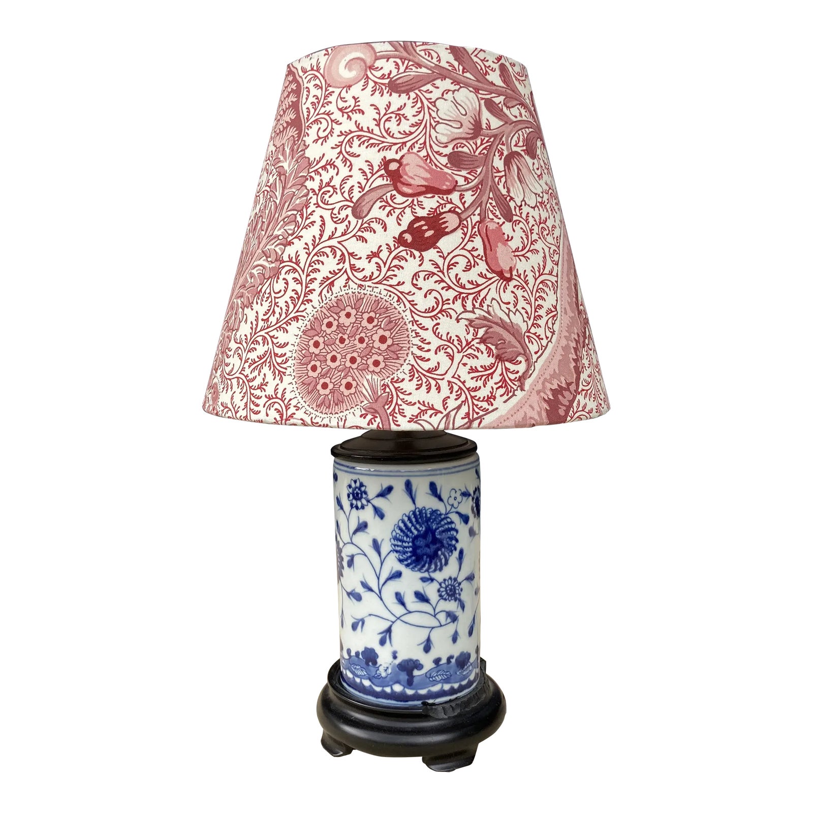 Vintage Blue&White Lamp With Custom Shade Chairish