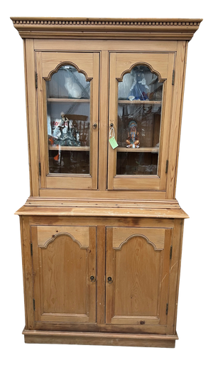 Antique Pine Display Cabinet, 1890s