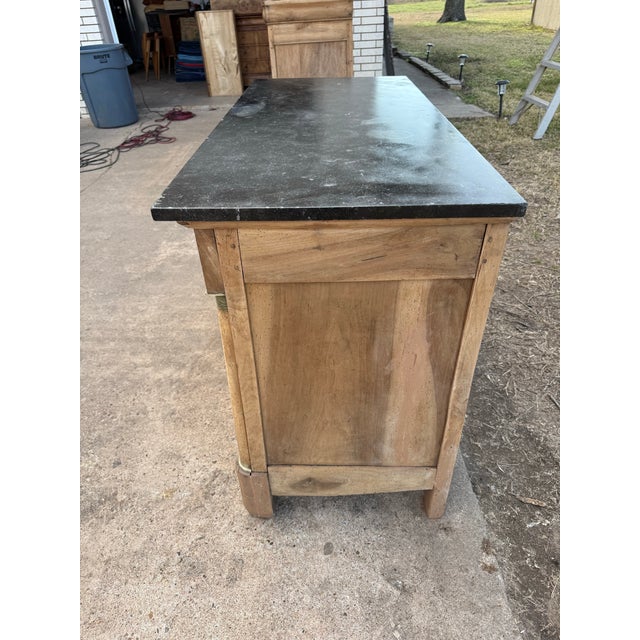 19th Century French Empire Walnut Bleached Marble Top Chest of Drawer / Commodes For Sale - Image 4 of 12