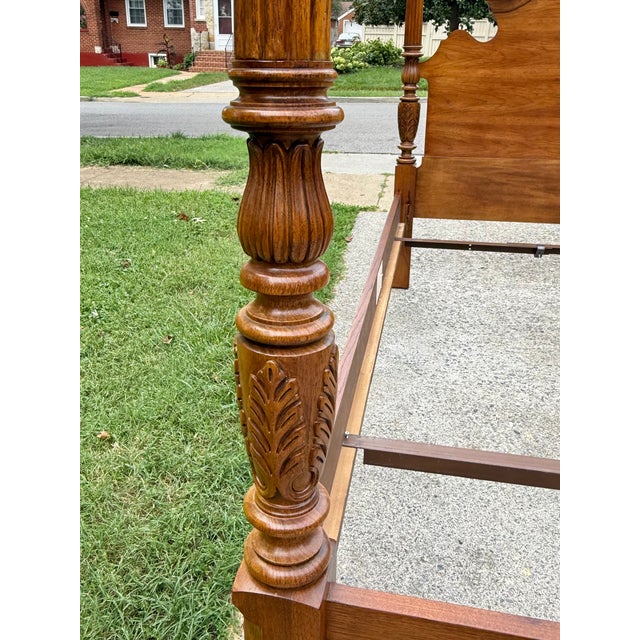 Thomasville King Size Hardwood Carved Poster Bed For Sale - Image 12 of 18