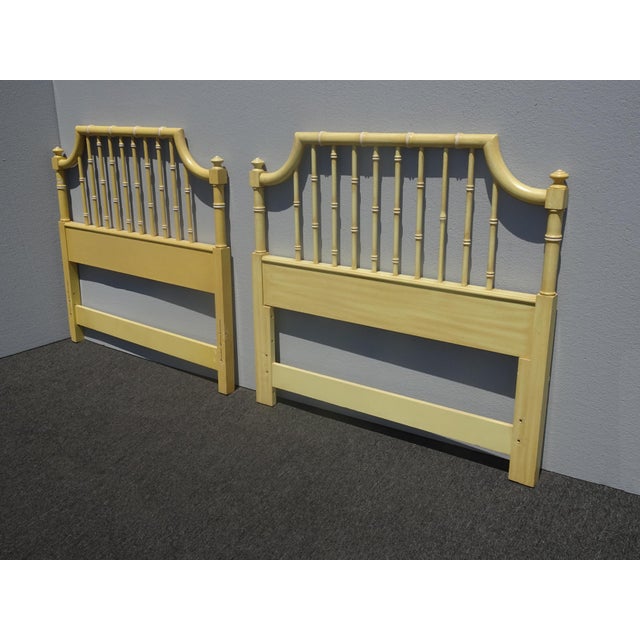 Vintage French Country Yellow Twin Headboards Bed Frames by Thomasville