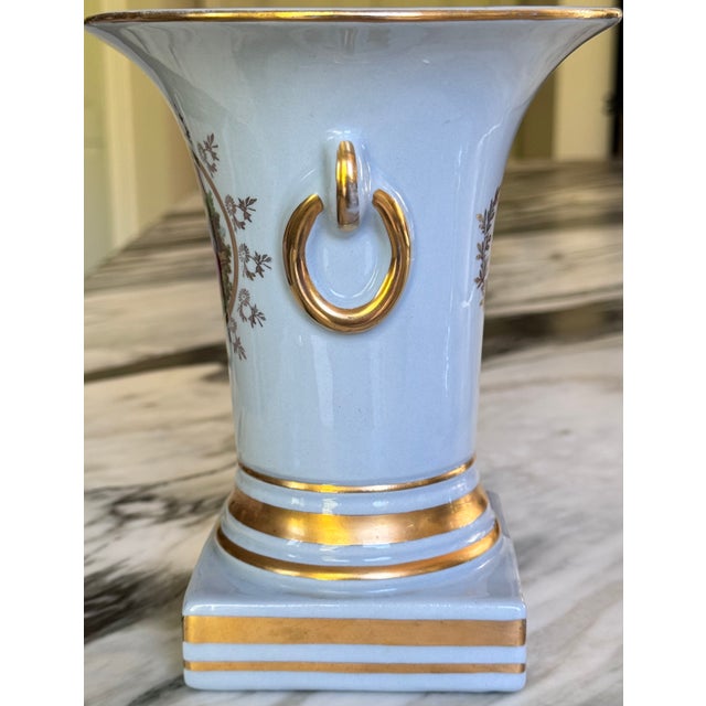 Mid-Century French Blue With Gold Gilt Fragonard Motif Vase For Sale - Image 10 of 18