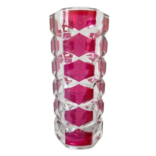 Mid-Century Ruby ​​Red Crystal Vases by J.G. Durand for Luminarc, 1970s, Set of 2 For Sale - Image 4 of 9