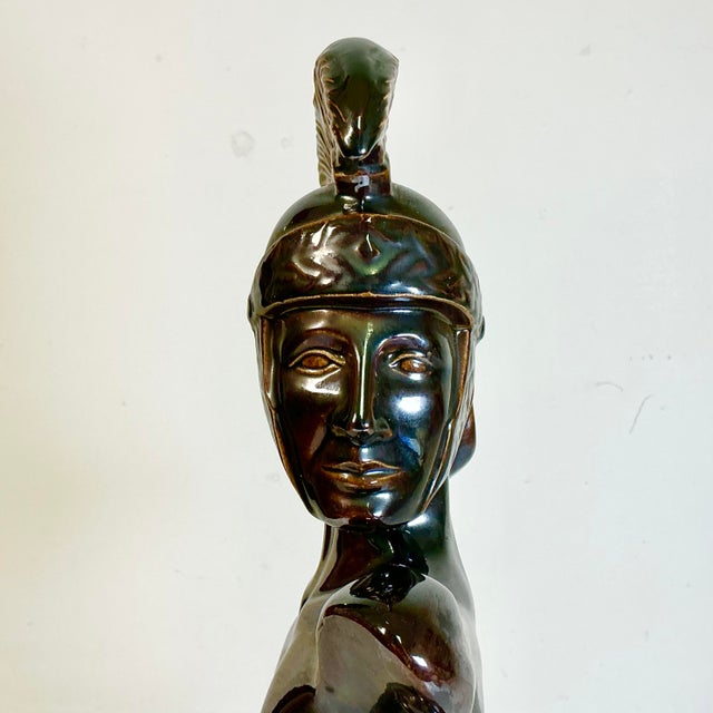 1970s Vintage Folk Art Neoclassical Roman Centurion Warrior Sculpture Bust, Artist Signed For Sale - Image 12 of 14