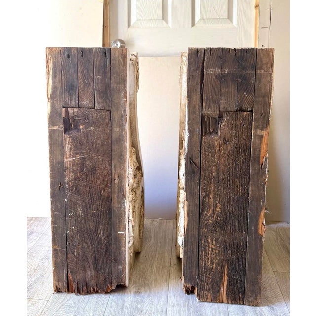 Tan Antique Georgian Wood Corbels Pair 33” Tall For Sale - Image 8 of 9