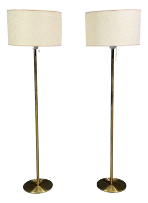 Luxus Vittsjö, Floor Lamps, Patinated Brass, Sweden, 1960s
