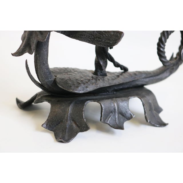 Arts and Crafts Table Lamp in Wrought Iron by Umberto Bellotto, 1910 For Sale - Image 9 of 15