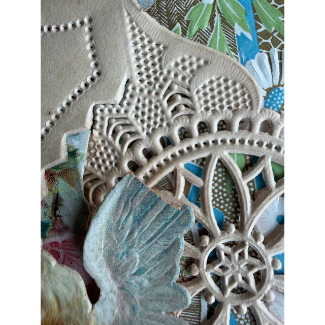 Paper Antique Victorian 3d Die-Cut Paper Lace Valentine With Raised Cherubs, C. 1890–1905 For Sale - Image 7 of 8