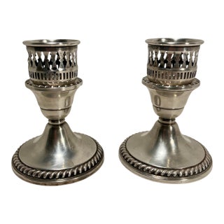 Vintage Pair of Cornwell Sterling Silver Weighted Reinforced Candlesticks For Sale