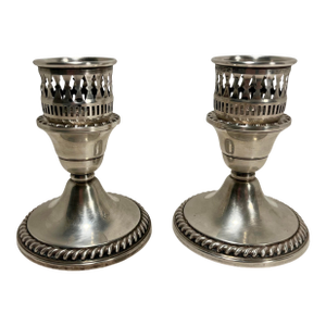 Vintage Pair of Cornwell Sterling Silver Weighted Reinforced Candlesticks