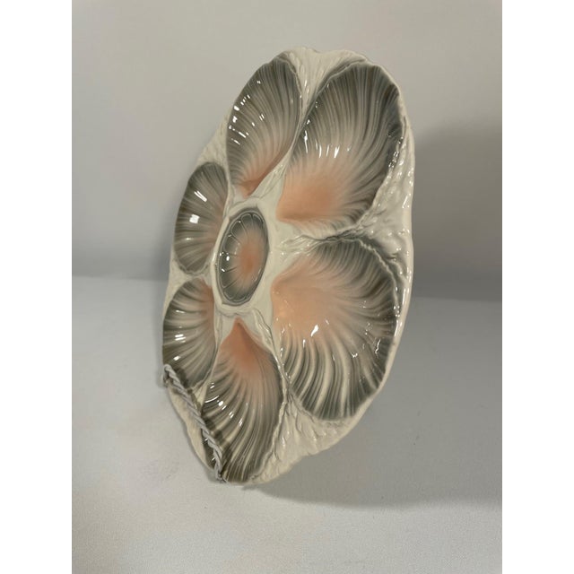 1920s French Majolica Sarreguemines Oyster Plate For Sale - Image 6 of 10