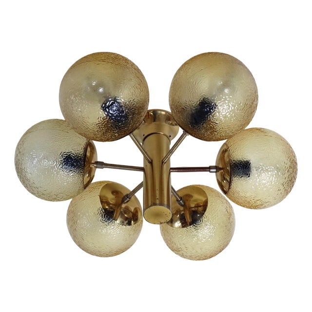 Space Age Golden Sphere Ceiling Lamp, Germany, 1970s For Sale