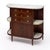 An elegant and unusual French Louis XVI style buffet/sideboard, circa 1880, finely crafted in mahogany and distinguished...