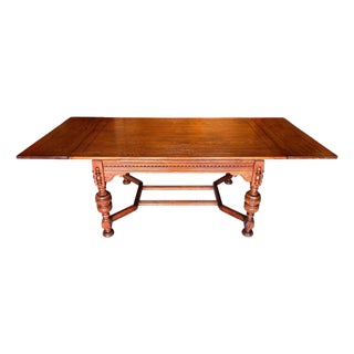 Ornate Early 20th Century Jacobean Style Draw Leaf Dining Table For Sale