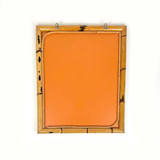 Light Yellow Mid-Century Rectangular Wall Mirror Double Bamboo Frame, Italy, 1970s For Sale - Image 8 of 9