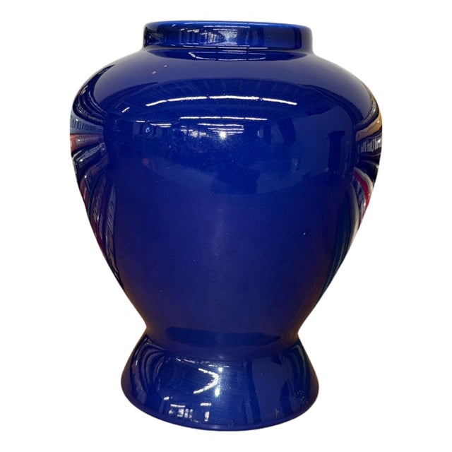 Glossy Deep Cobalt Blue Vase with Rounded Baluster Form For Sale