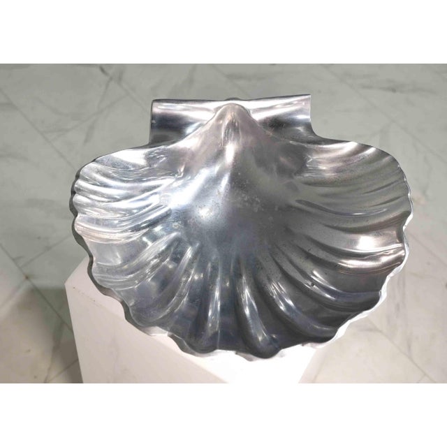 Coastal Polished Aluminum Decorative Clamshell Bowl Catchall For Sale - Image 10 of 13