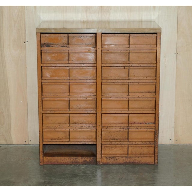 Antique industrial metal works chest of drawers with 30 small drawers for nuts and bolts etc. A good looking decorative...