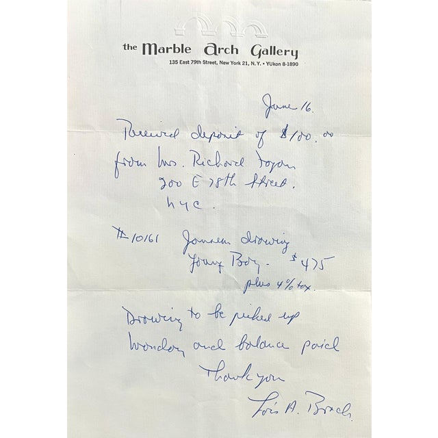 Modern Jean Jansem, Large Drawing of Boy by French Armenian Modernist Jean Jansem Ecole De Paris Art, c.1960 For Sale - Image 3 of 11