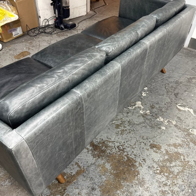 West Elm Brooklyn Leather Sofa For Sale - Image 12 of 12