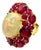 Bochic "Capri" Vintage Ruby & Fire Opal Cluster Ring Set In 18K Gold & Silver For Sale