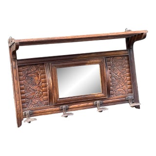 1930s French Wall Coat Rack Art Deco 30s Made From Solid Wood . For Sale