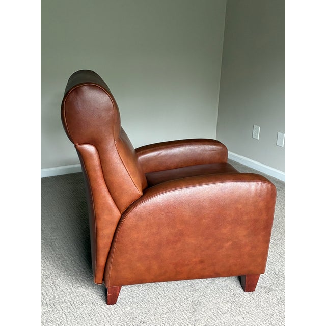 Late 20th Century Comfort Design Cognac Leather Recliner Lounge Chair For Sale - Image 4 of 7