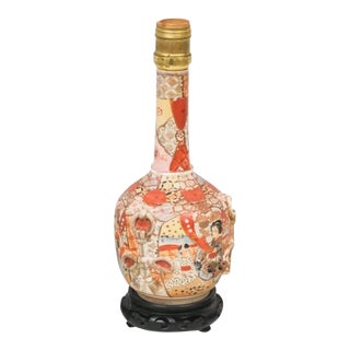 Late 19th Century Japanese Satsuma Style Porcelain Ceramic Vase Lamp For Sale