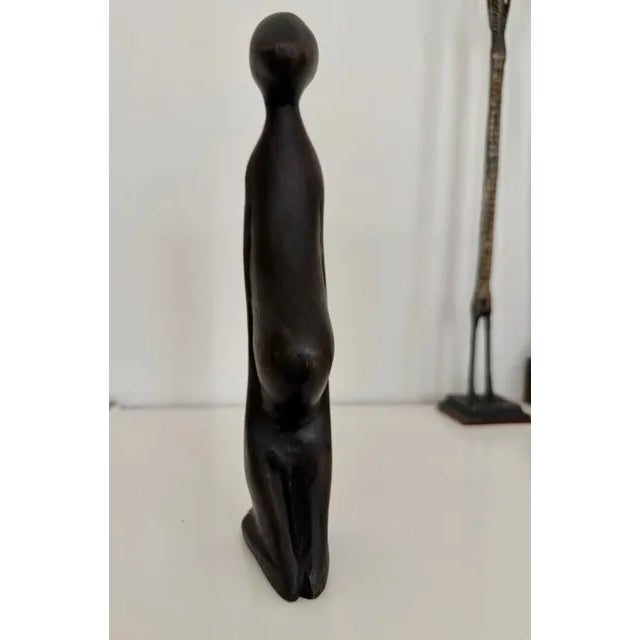 1970s Vintage Fertility Goddess Ebony Wood Hand Carved Modernist Style Sculpture 10" For Sale - Image 5 of 9