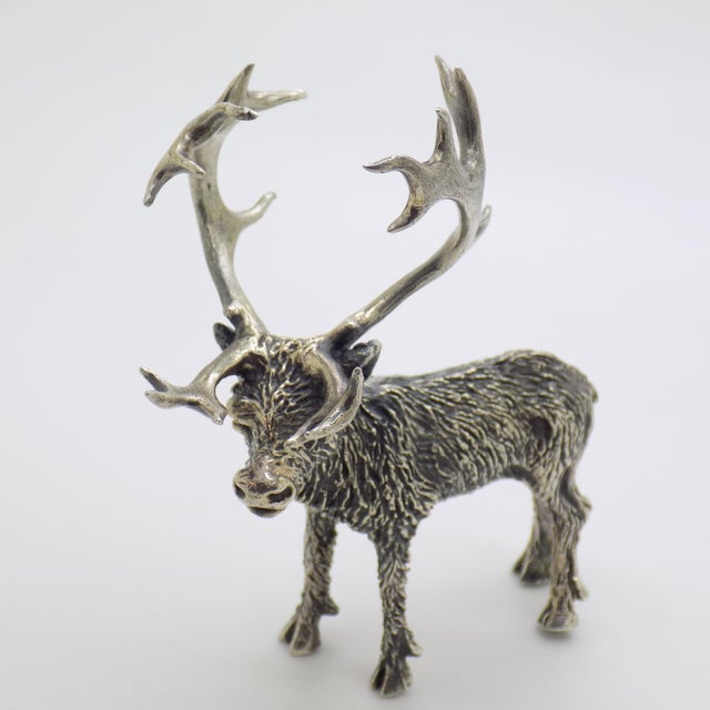 Vintage Italian Handmade Genuine Silver Large Stag Deer Sculpture by Italian Silver Artist Mario Cerreti For Sale - Image 4 of 14