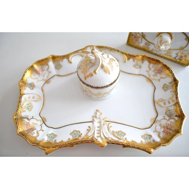 A very beautiful porcelain writing set in the Baroque style of the 1950s. Manufactured by the Fürstenberg Porcelain...