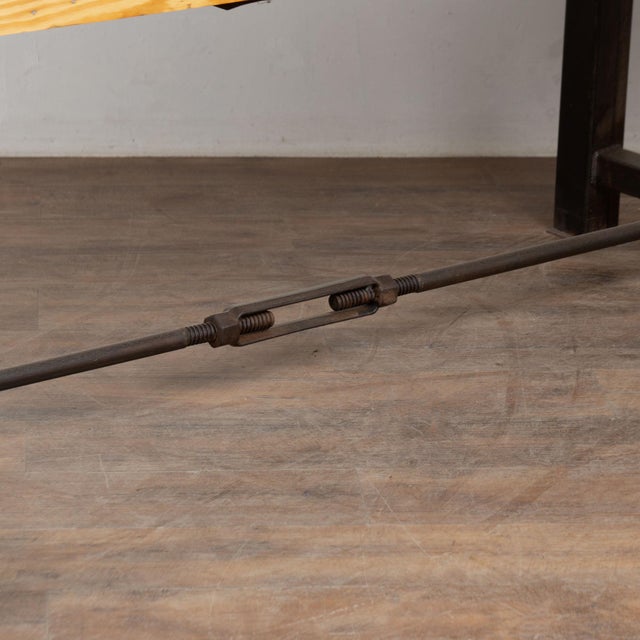 Reclaimed Industrial Bowling Lane Wood Top Work or Dining Table For Sale - Image 9 of 11